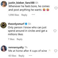 Users react to Justin Bieber's post. (Image via Instagram/@justinbieber)